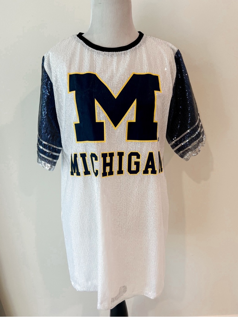 NWT Gameday Couture University of Michigan Sequin Jersey Dress Small